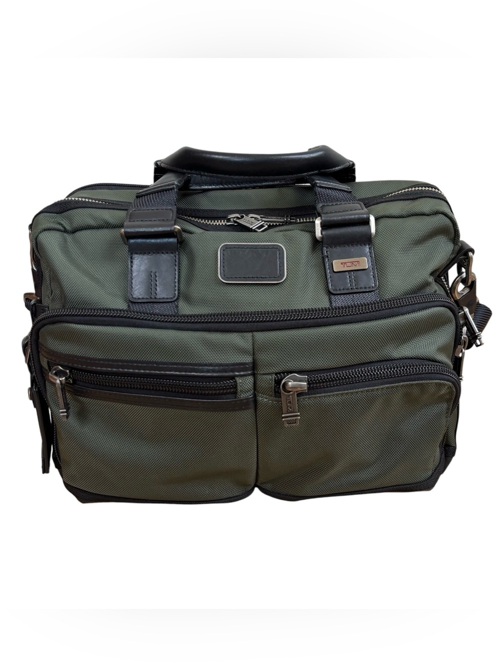 Tumi Alpha Bravo Men's Andersen Slim Commuter Brief Passenger Bag Green/Orange